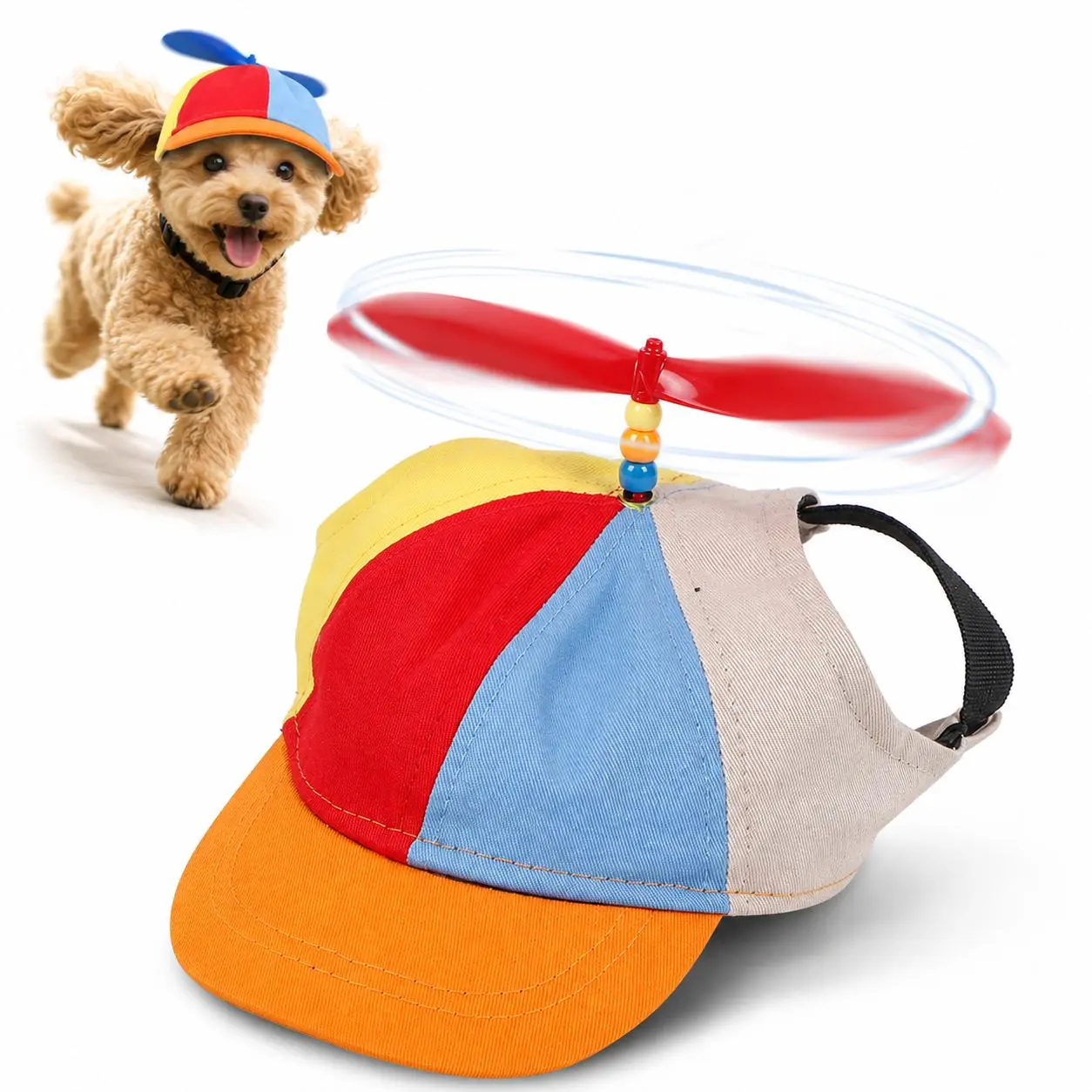 2026 New Color-Block Small Dog Baseball Cap - Cute Cartoon Propeller Top, Adjustable UV-Shielding Sun Visor Hat for Chihuahua Puppies, Outdoor Activities, Summer Use