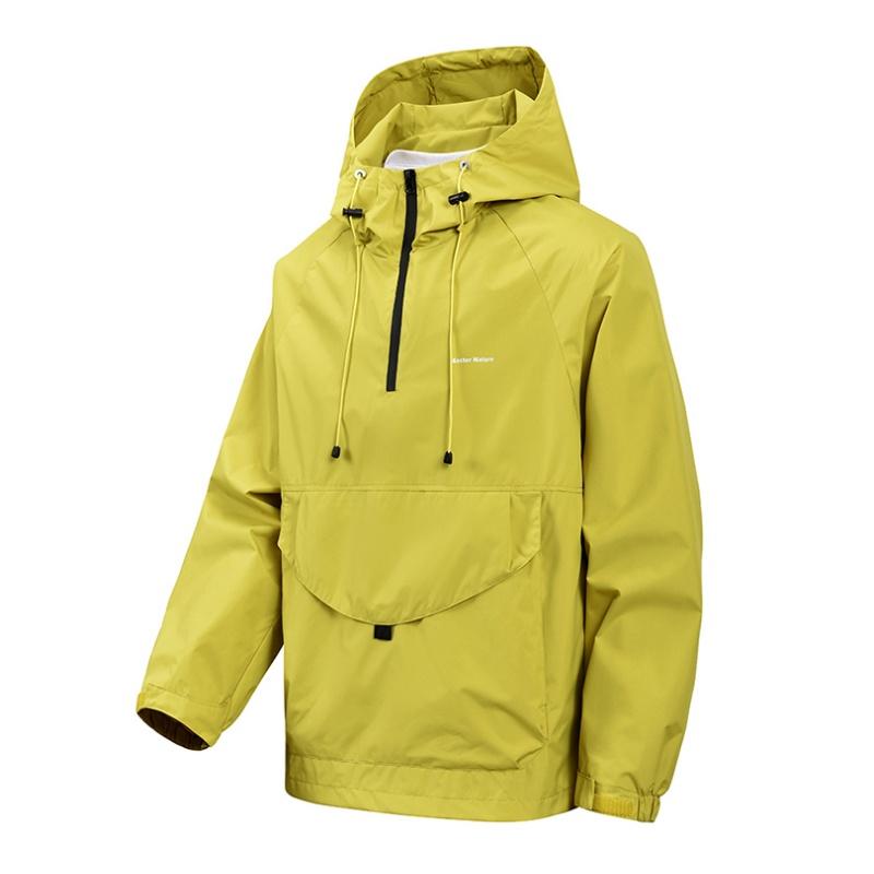 Spring and Autumn Half Zipper Hooded Pullover Sports Jacket Top Men's, New Autumn Jacket, Men's Windproof and Waterproof Outdoor Sports Mountaineering Fishing Suit, Pullover Men's Jacket, Multi-Pocket Sports Style Outdoor Loose Breathable Long Sleeve Top