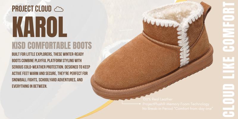 Project Cloud Kids | Genuine Leather Girls Boots | Memory Foam | Lightweight | Non-Slip - Karol