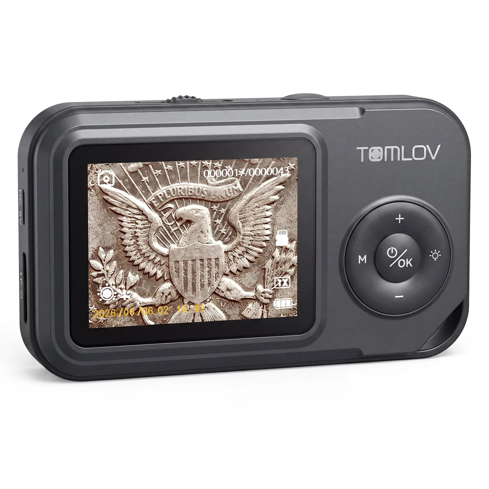 TOMLOV P50 Handheld Digital Microscope - Adjustable Focus Coin Microscope with 2.4" IPS Screen, LED Lighting, 6 LEDs with 4 Brightness Levels, Portable Jewelry Loupe for Grandparents, Windows/Mac Compatible Teaching Supplies (Stores 200 Photos)