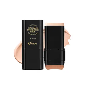 Long-Lasting Concealer Foundation Stick,Creamy Full Coverage, 2-In-1 Contouring Foundation With Brush, Cover Blemishes For All Skin Types