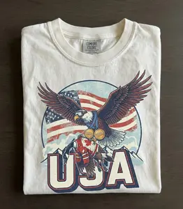 [Collection for 250th America Anniversary]USA Eagle American Flag Vintage T-Shirt Patriotic USA Shirt Freedom Graphic Tee for Men Women 4th of July Independence Day Outfit American Pride Bald Eagle Shirt USA Nation Retro Style Gift