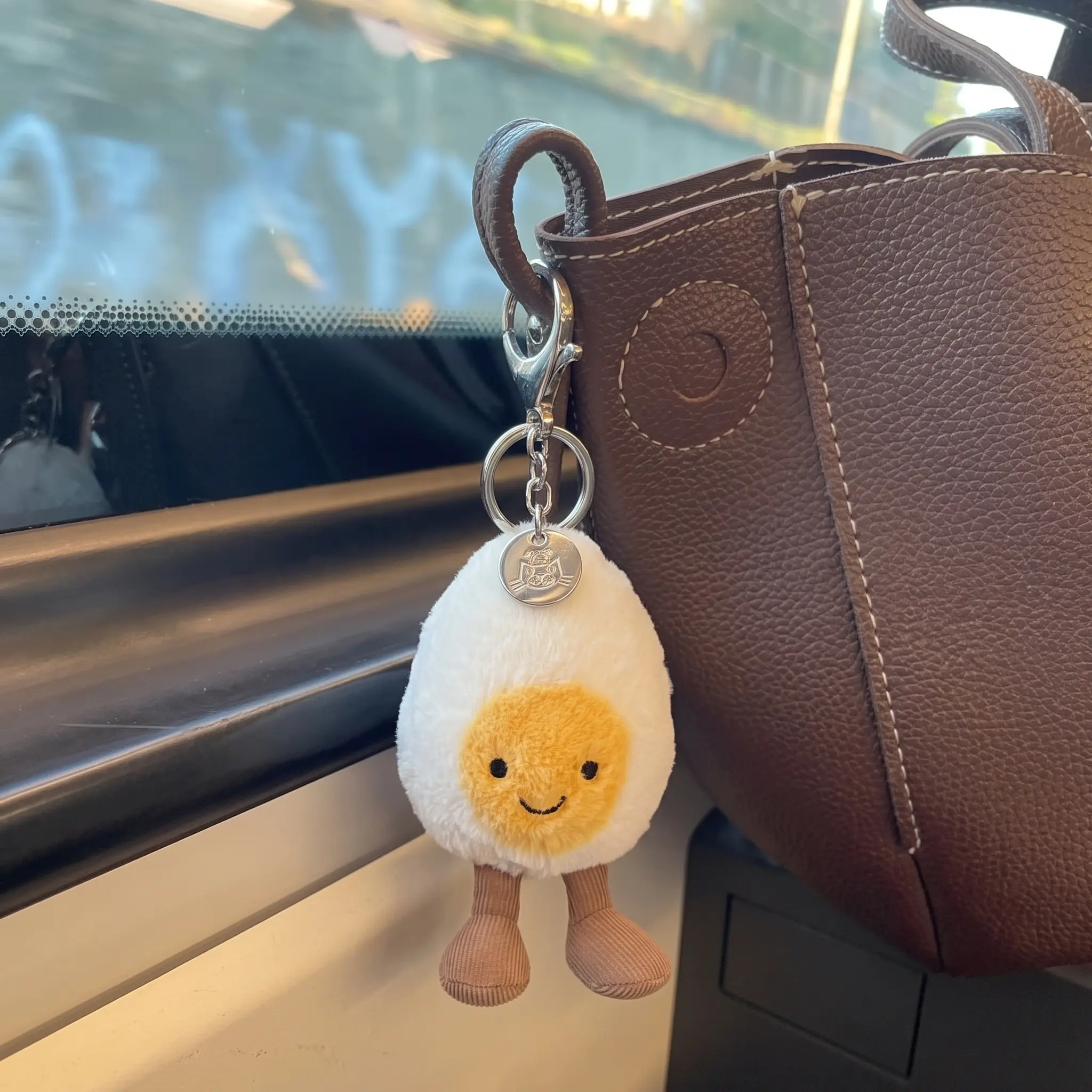 Jellycat Amuseables Happy Boiled Egg Plushie Bag Charm Collection, Plush Keychain, Cute Soft Bag Accessory Dangle, Fantasy Gift for Her, Bag Charm