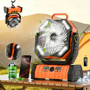 30000mAh Rechargeable Camping Fan with LED Lantern: Portable USB Personal Fan, 270° Pivot & Hanging Hook, Remote Control 4-Speed Quiet Wind for Tent, Fishing, Hurricane Emergency & Beach - Perfect Father’s Day Gift