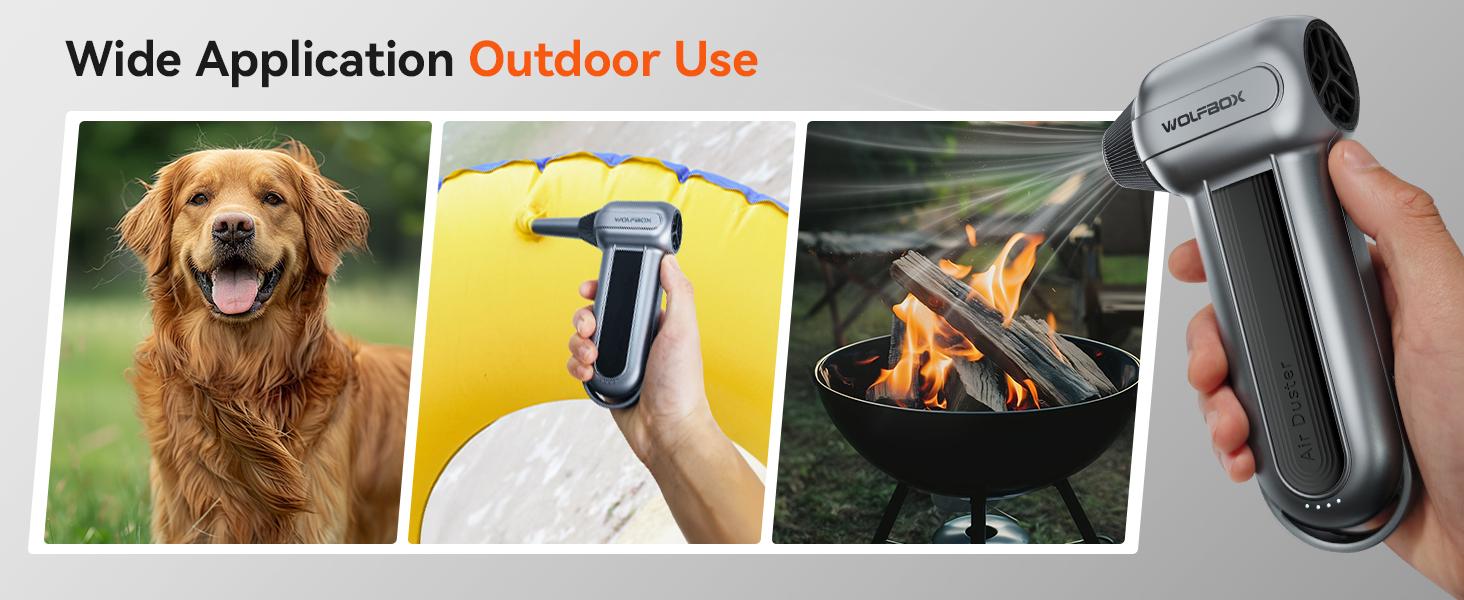 WOLFBOX MF100 Electric Air Duster 150000RPM Super Power Cordless Rechargeable Blower with 5 Nozzles & 2 Brushes for Computer Keyboard Outdoor House Car Cleaning - Multifunctional Portable Multifunctional TikTokShopHolidayHaul