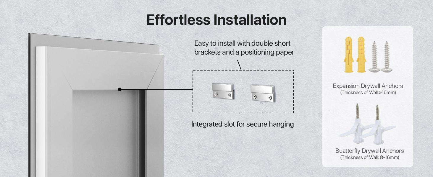 GLITGATE LED Bathroom Mirror, LED Wall Mirror, Polished Glass Finish, 3 Color Modes Dimmable, CRI90+, Anti-Fog, Memory Function, Wall Mounted (Horizontal/Vertical), Perfect for Washing, Shaving, and Makeup.