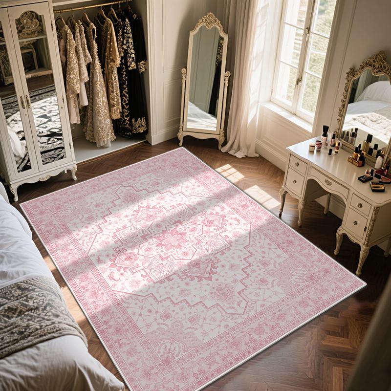 PLUMLIK Bohemian Washable Rugs For Living Room, Dining Room, Soft Low Pile Rug Non Slip Decorative Rug For Bedroom, Performance Rug For Home Decor, Ideal For High Traffic Areas, Gift For Valentine's Day, Housewarming non-shedding boho large carpet rug of