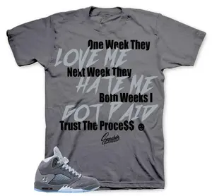 Trust The Process Sneaker Match Shirt – Retro 5 Wolf Grey AJ5 Unisex T-Shirt