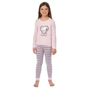 Peanuts Girls' Pink Snoopy Just Be Happy Sleep Pajama Set For Kids