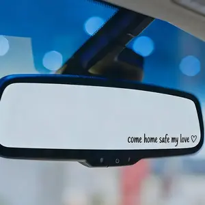 4PCS come home safe my love Vinyl Car Rearview Mirror Sticker Decal for Women Universal Car Decoration Accessories for Girlfriend Boyfriend Wife