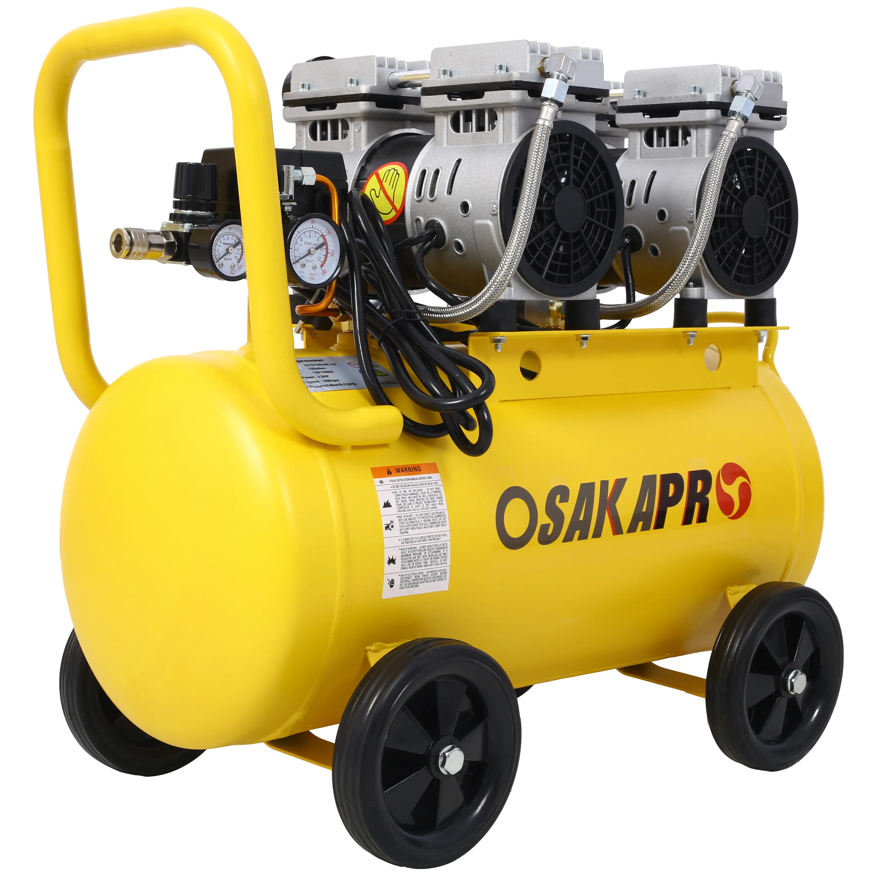 10/13 Gallon Oil-Free Silent Air Compressor, 3.5/4.5 HP Motor, 70 dBA Low Noise, Rolling Wheel Portable Heavy-Duty Industrial Pneumatic Tool