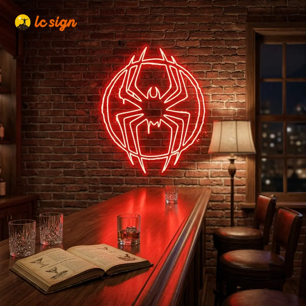 LC SIGN Spider Neon Sign for playrooms,bedrooms, nurseries, playrooms,10.33*11.81n,12.33*14.17in,15.34*17.72in, Acrylic, Ambient Glow