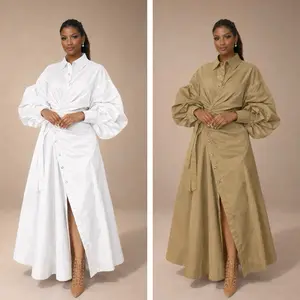 The Luxe Utility Shirt Maxi (Side-Slit Edition)