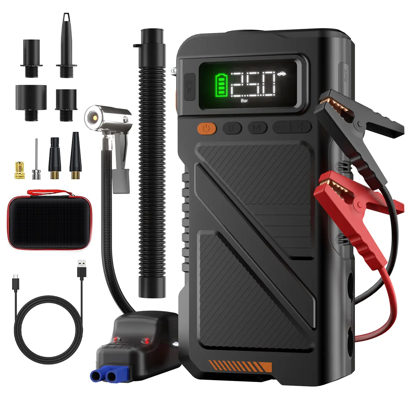 Geeneu 9000A Car Battery Jump Starter - 12.0L Diesel & All Gasoline Engine Compatible, Automotive Breakdown Assistance Escape Tool
