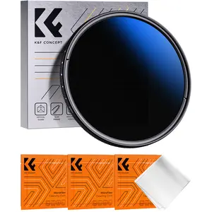 [K&F CONCEPT] Variable ND Lens Filter ND2-ND400 (1-9 Stops) 18 Multi-Layer Coatings Adjustable Neutral Density Ultra Slim Lens Filter for Camera Lens (K-Series) Metal