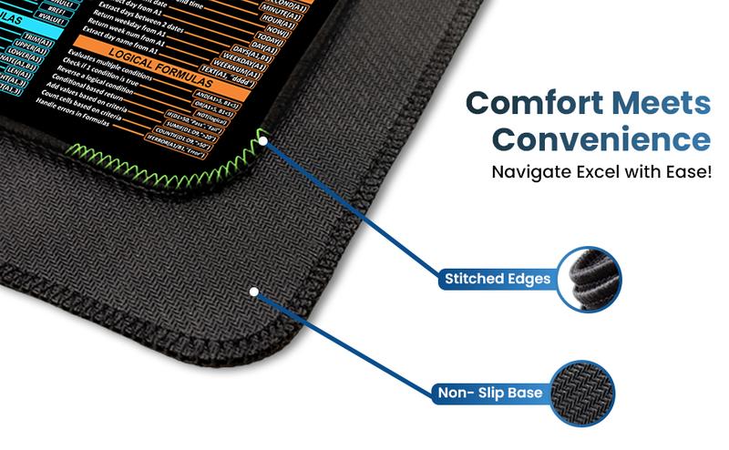 Excel Cheat Sheet Desk Mat Large 31.5"x11.8" Excel Keyboard Shortcut Mouse Pad Durable Premium Quality Non-Slip Office PC Gaming Mat for Productivity and Efficiency