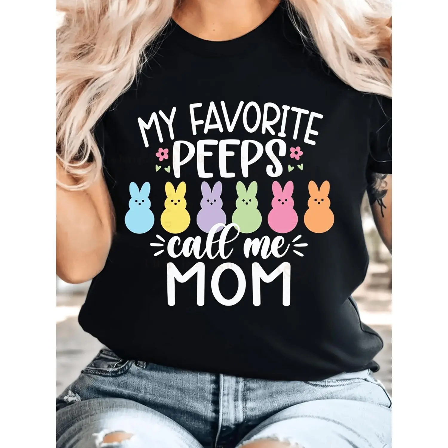 Vivid Rabbit Pattern TShirt for Women Casual Short Sleeve Round Neck Top Perfect Spring and Summer Gift for Mom