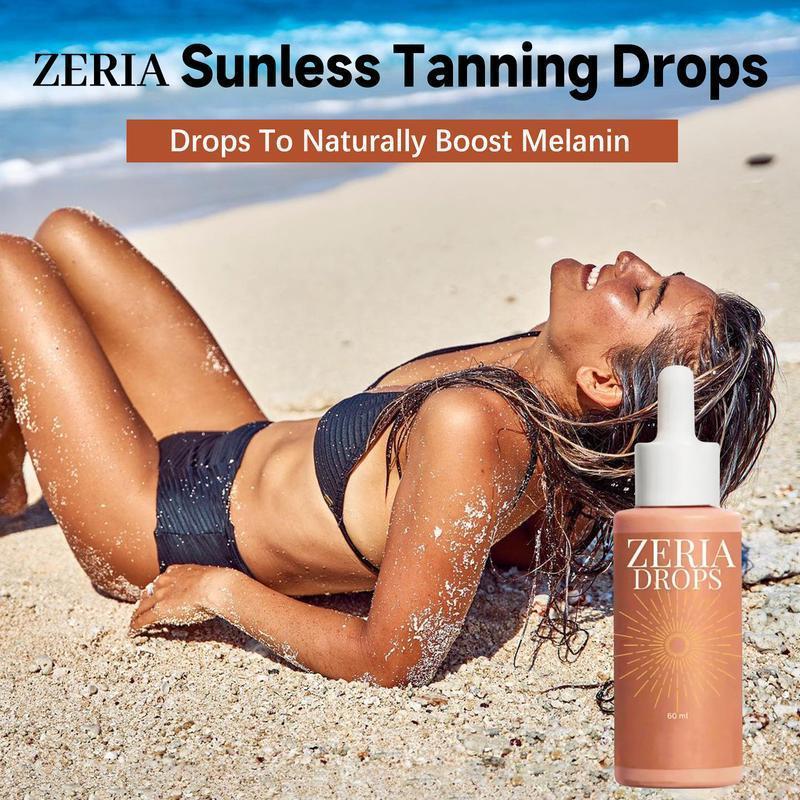 Zeria Drops Sunless Tanning Drinkable Drops for Face & Body Melanin Boosting Natural Glow UV-Free No Sun Damage Moisturizer Daily Skincare Tanning Water Drops Moisturizing Cosmetic