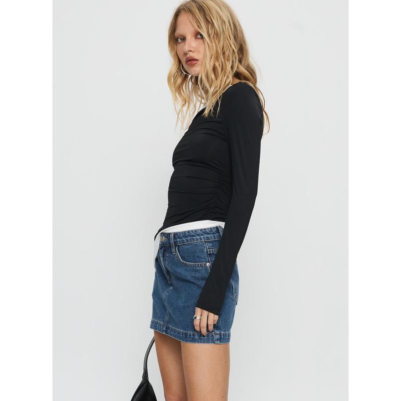 Nickei Denim Mini Skirt Mid Wash