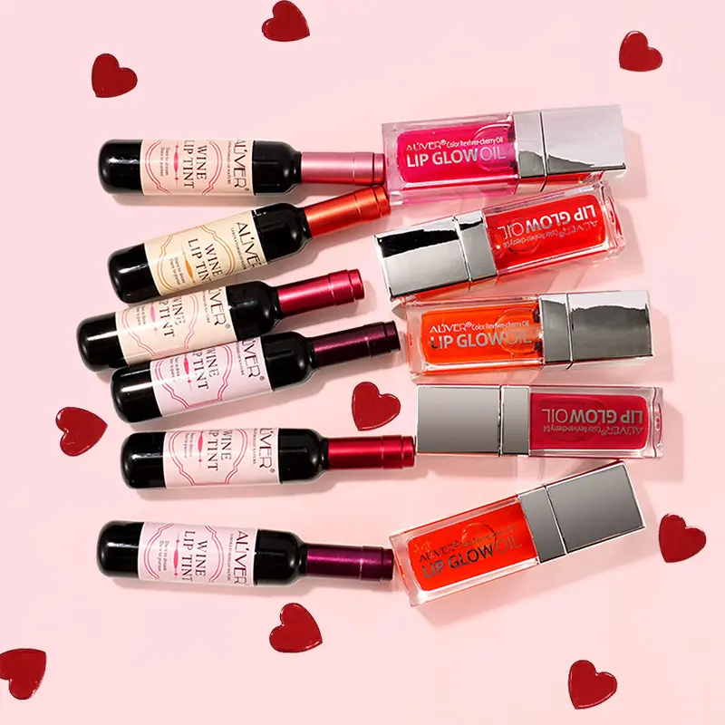 ALIVER Hydrating Lip Glow Oil & Tint Set - Long-Lasting Waterproof Lipgloss, Primer & Top Coat for All Skin Types, Cosmetic, Moisturize, Lip Care, Glossy