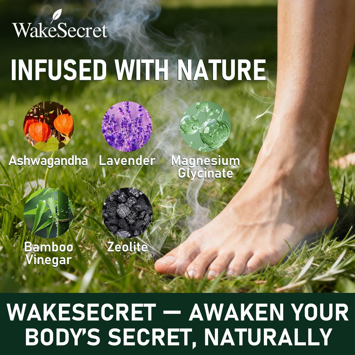 WakeSecret Natural Foot Patch – Promote Relaxation, De-Stress & Sleep Support | Overnight Herbal Foot Detox Patch with Warming Care to Soothe, Refresh & Rebalance Feet – Ashwagandha, Lavender, Magnesium, GABA, Valerian Root