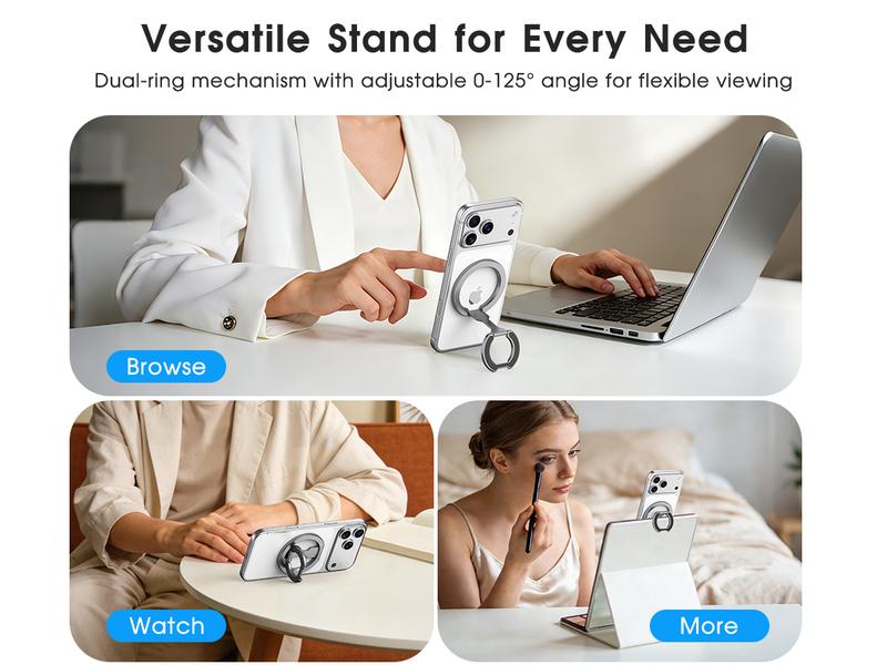 Double-Sided Magnetic Phone Stand Adjustable & Compatible with iPhone 12-17 Series Portable Multi-Scene Use Operable with One Hand Smartphone Cellphone Mount