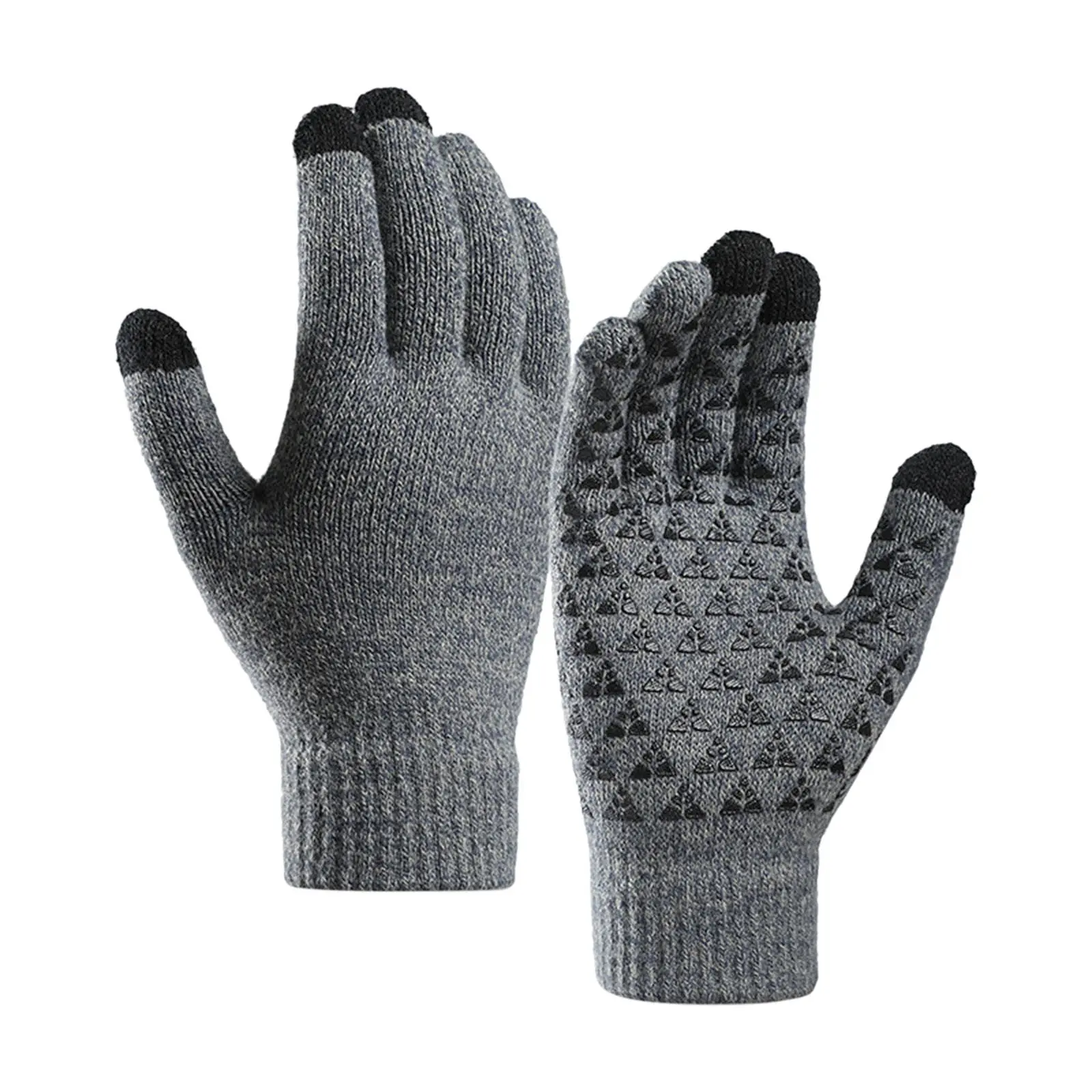 Winter Gloves for Men & Women, Thermal Soft Knit Acrylic with Touchscreen Grip and Anti-Slip Dots, Hand Wash, Thermal Gloves