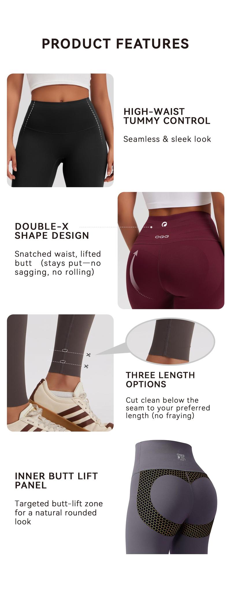 OQQ Women's Yoga Leggings High-Waist Seamless Regular-Length Pants Comfortable Casual Sportswear Basic Style for Everyday Wear