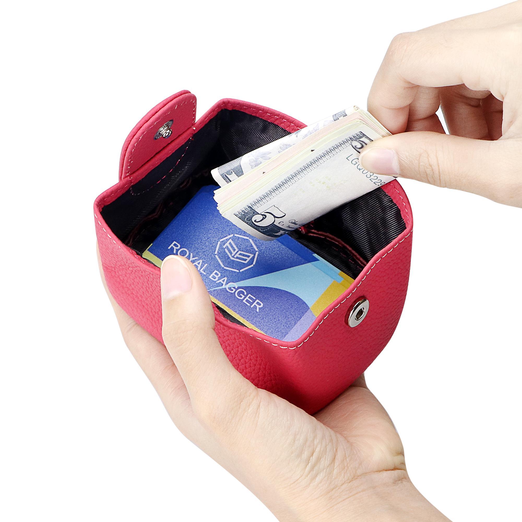 Royal Bagger Mini Lychee Pattern Coin Purse, Solid Color Buckle Key Earphone Storage Bag, Casual Change Pouch for Daily Use 1603 SpringStatements