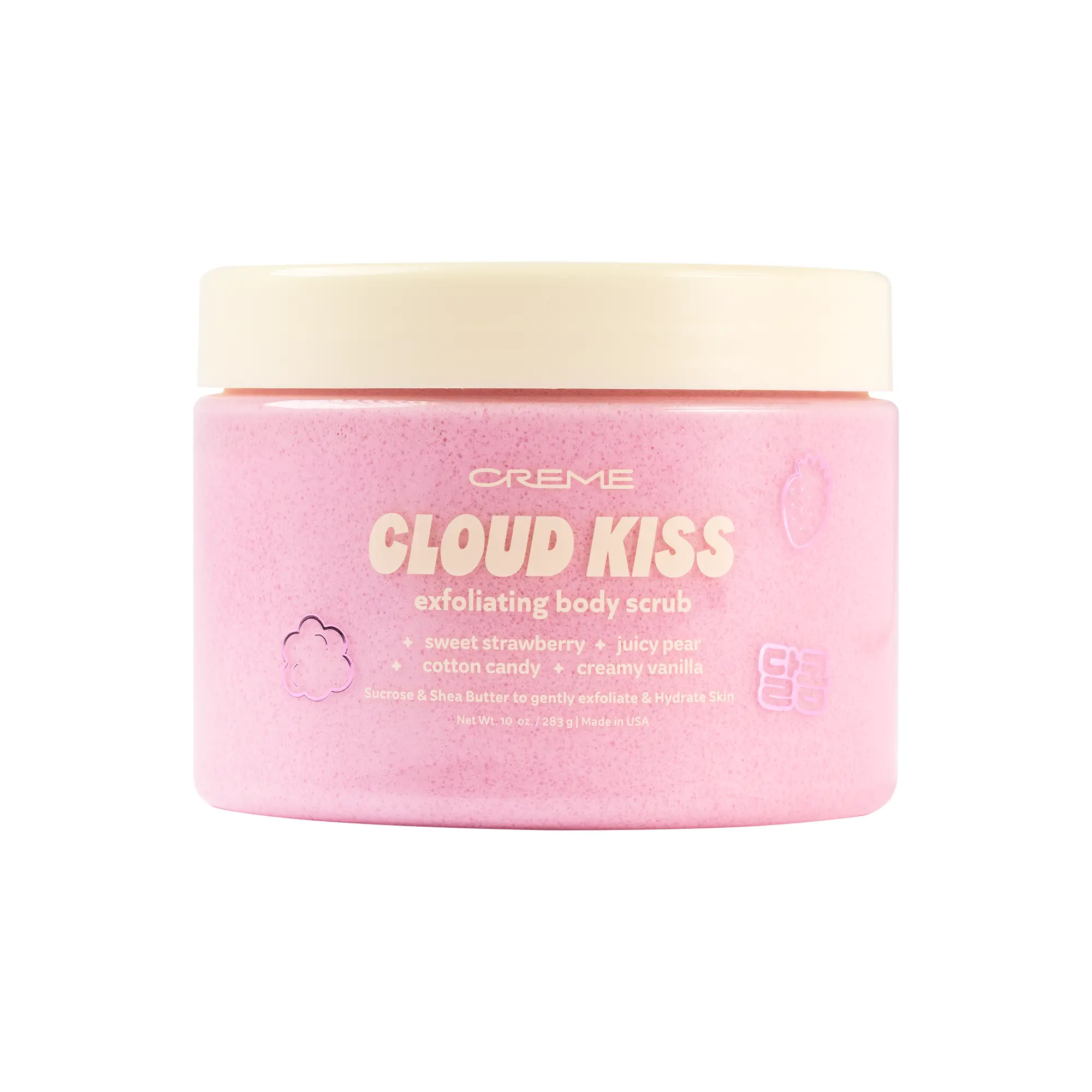 The Crème Shop Wash-Off Body Scrub with Sweet Fruits, Creamy Vanilla & Soft Musk Scent (Cloud Kiss)