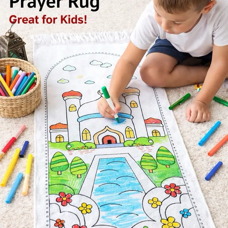 Kids Ramadan Coloring Prayer Rug
