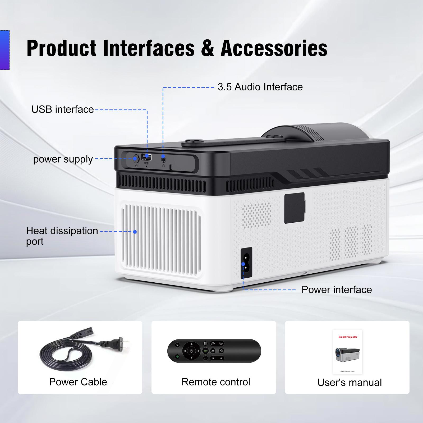 [US warehouse] Magcubic HY450 900ANSI Projector Ultra Short Throw 8K Decode Native 1080P Auto Offset Electronic Focus Dual WiFi6 BT5.4 Allwinner H716 Built-in Dual 5W HiFi Speakers 32G High Performance Home Cinema