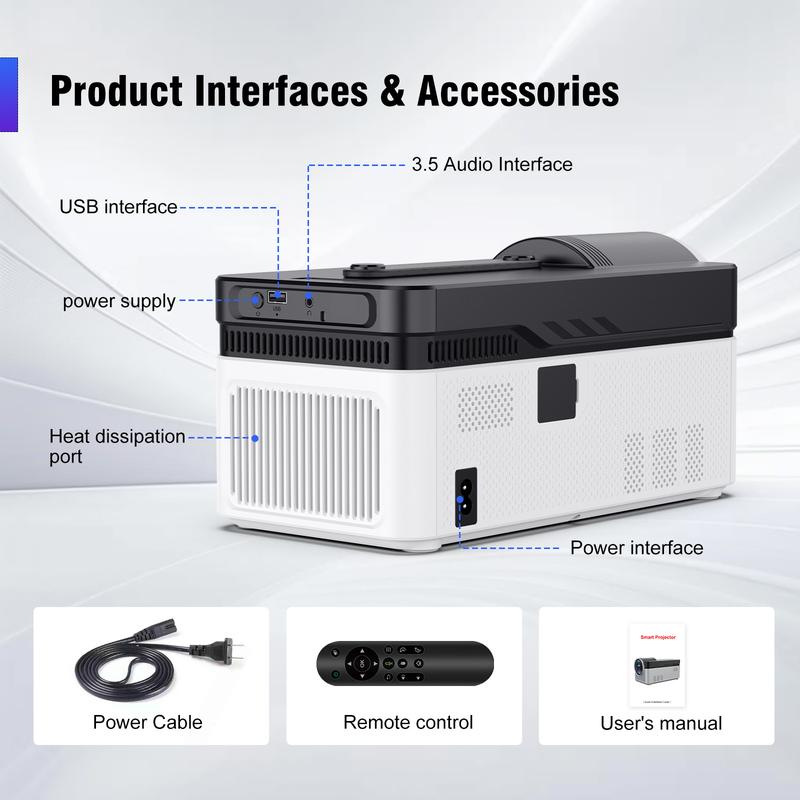 [US warehouse] Magcubic HY450 900ANSI Projector Ultra Short Throw 8K Decode Native 1080P Auto Offset Electronic Focus Dual WiFi6 BT5.4 Allwinner H716 Built-in Dual 5W HiFi Speakers 32G High Performance Home Cinema