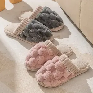 Women's Ultra-Plush Cotton Slippers Cozy Lattice Knit Slip-Ons with Anti-Slip Sole for Cloud-Like Indoor ComfortGift