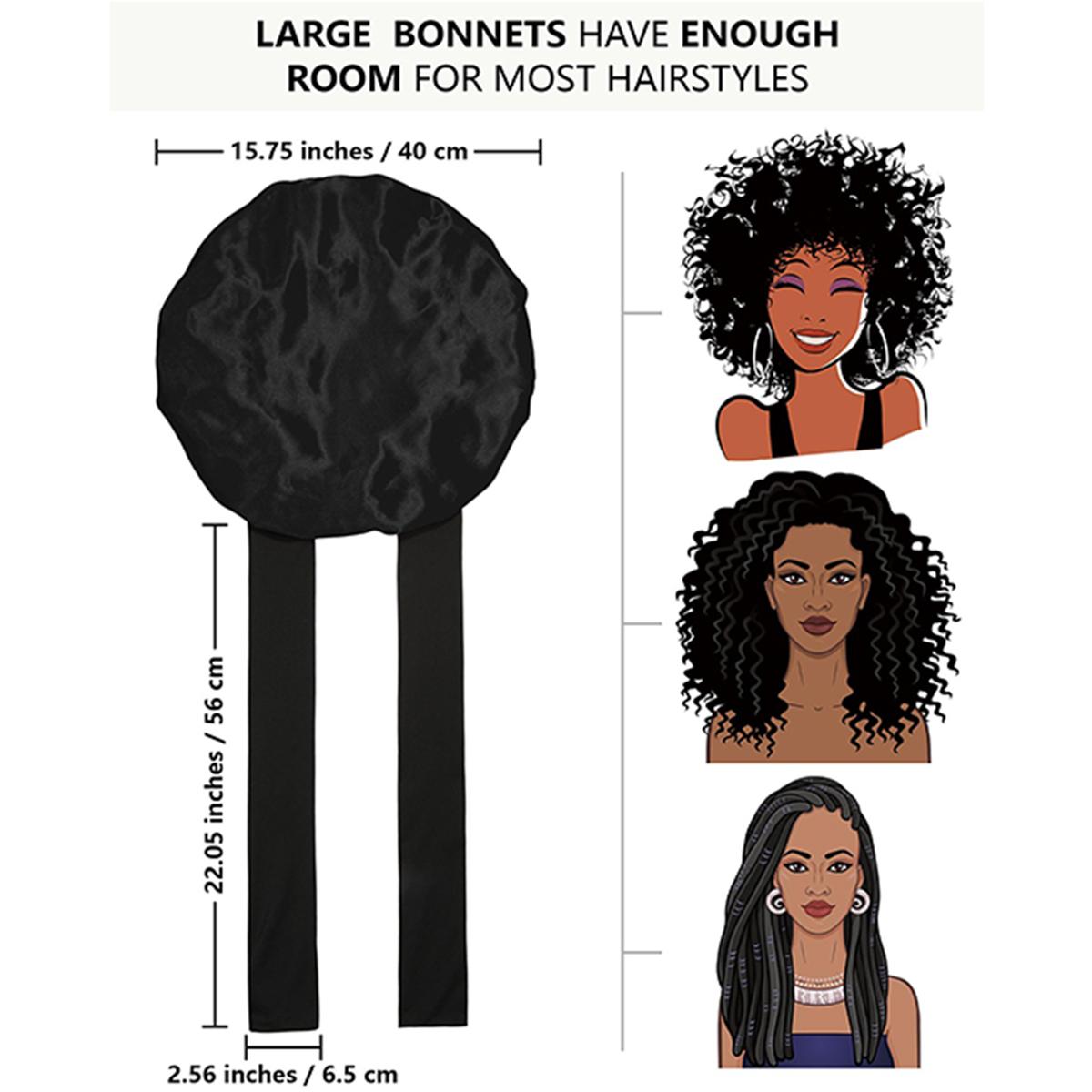 Large Satin Bonnet Silk Feeling Bonnet for Sleeping Women Curly Hair Bonnet with Elastic Tie Band Reversible Double Layer Bonnet Sleep Cap Hair Wrap TikTokShopBlackFriday