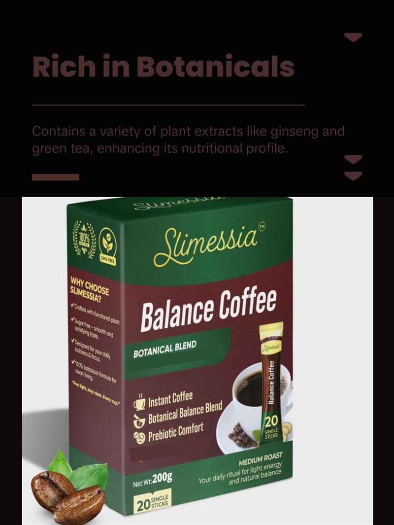 Simessia Balance Coffee - Botanical Instant Coffee Blend with Digestive Support - 10g Stick - 20 Servings Beverage Simessia Balance Coffee - Botanical Instant Coffee Blend with Digestive Support - 10g Stick - 20 Servings Beverage