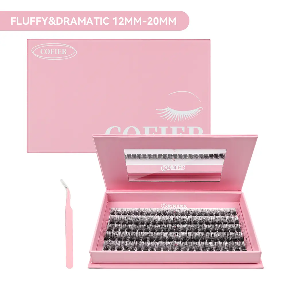 COFIER Fuzzy Volume Lash Kit - 12mm-20mm Length, No Glue Needed, Self-Grafting, Beginner Friendly Eyelashes Makeup Cosmetic Flawless #Summervibes,back to school