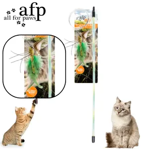 Allforpaws Natural Instincts Cat Bait Dragon Fly Wand Simulating Insects Cat Toy
