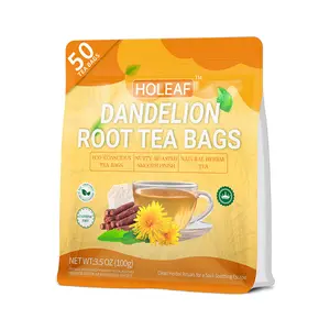 HOLEAF Dandelion Root Tea | Caffeine-Free Liver & Kidney Support Tea, Nutty-Roasted Flavor, Eco-Friendly Foil-Wrapped (50 Bags)
