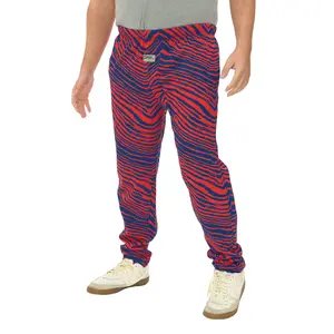 Zubaz Adult Unisex Z88 2 Color Zebra Pants, ROYAL/RED