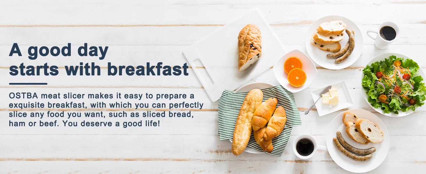 OSTBA Meat Slicer, Electric Deli Food Slicer with Removable Stainless Steel Blades, Adjustable Thickness Meat Slicer for Home Use, Easy to Clean, Ideal for Cold Cuts, Cheese, Bread, Fruit kitchen appliances cutting machine