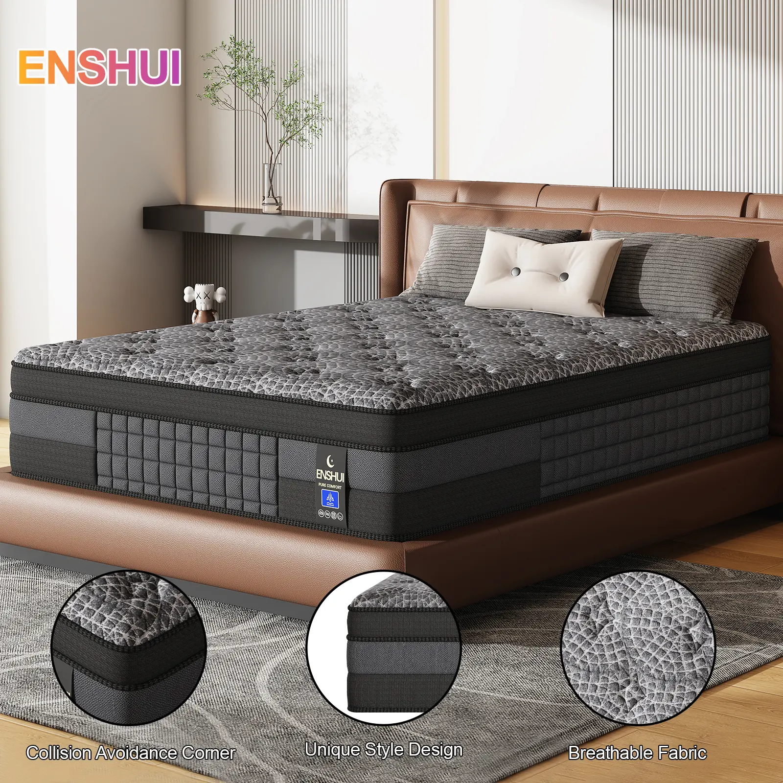 【ENSHUI】12inch  Mattress – Hybrid Memory Foam Bed in a Box | Queen, Full Size Mattress for All Sleepers | Breathable, Pressure Relief, Motion Isolation | #mattress #bedinabox #sleep #mattressinabox #coolingmattress #queenbed #dormlife#bedroomdecor tiktoks