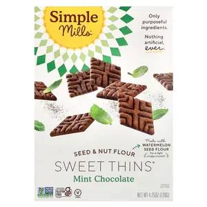 Simple Mills Seed & Nut Flour, Sweet Thins®, Mint Chocolate, 4.25 oz (120 g)