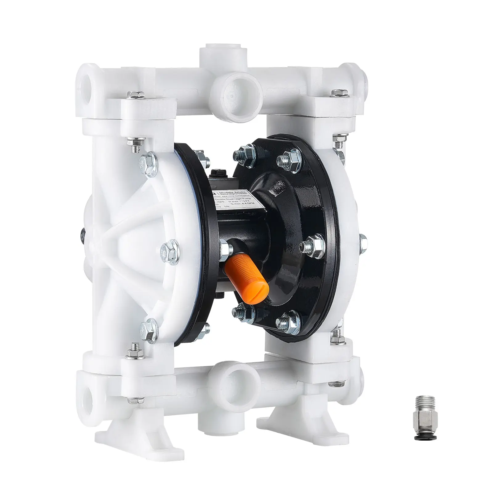 【summerfinds】VEVOR Air Operated Double Diaphragm Pump, 4.4 GPM, 1-1/2 inch Inlet & Outlet Pneumatic Waste Oil Transfer Pump, Max 100 PSI, Polypropylene Body, Air-Operated for Diesel, Grease, Kerosene, Gasoline