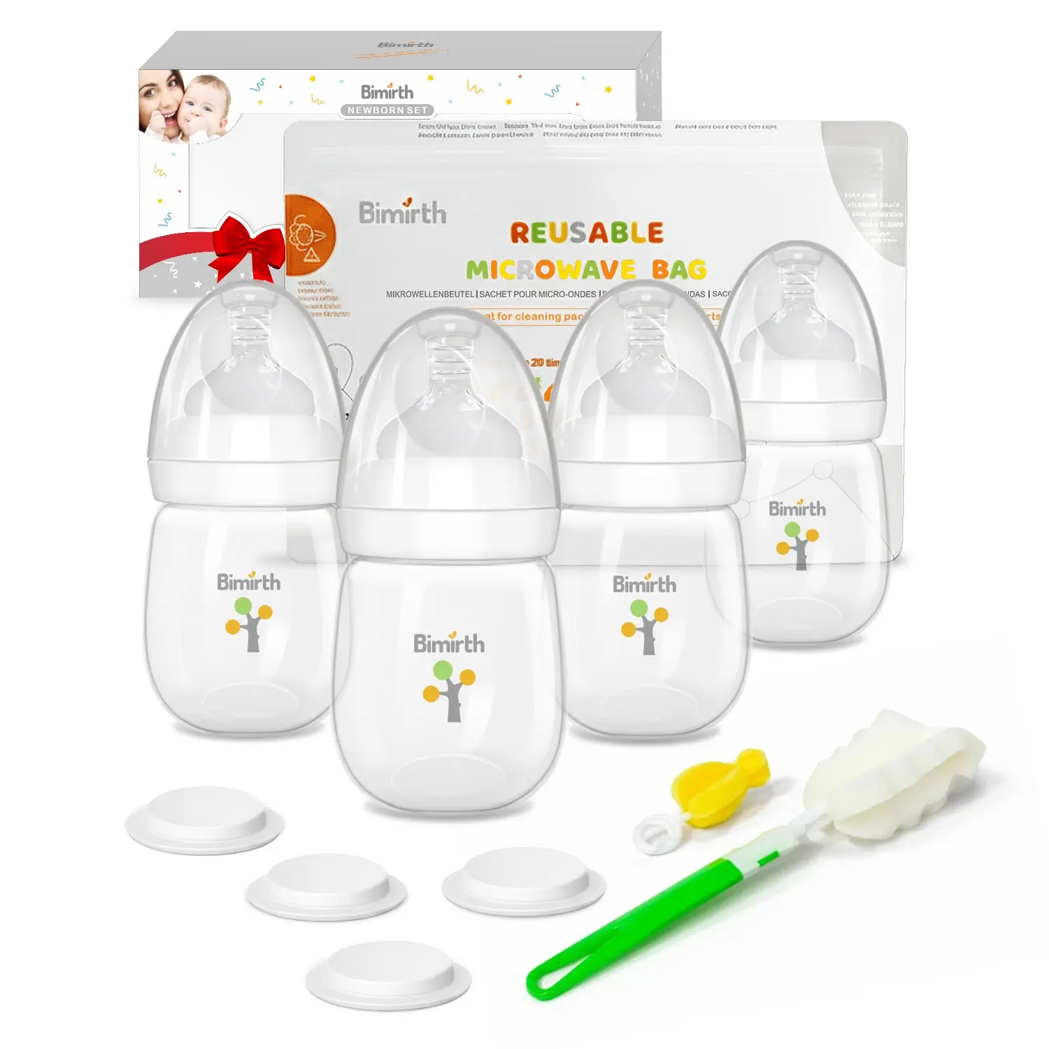 180ML Newborn Baby Bottle Set, Newborn Bottles, Newborn Nursing Bottle, Anti-Colic Wide Neck with Storage Lid, 11-Piece BPA-Free Feeding Kit, Milk Bottle, Gift Box Included