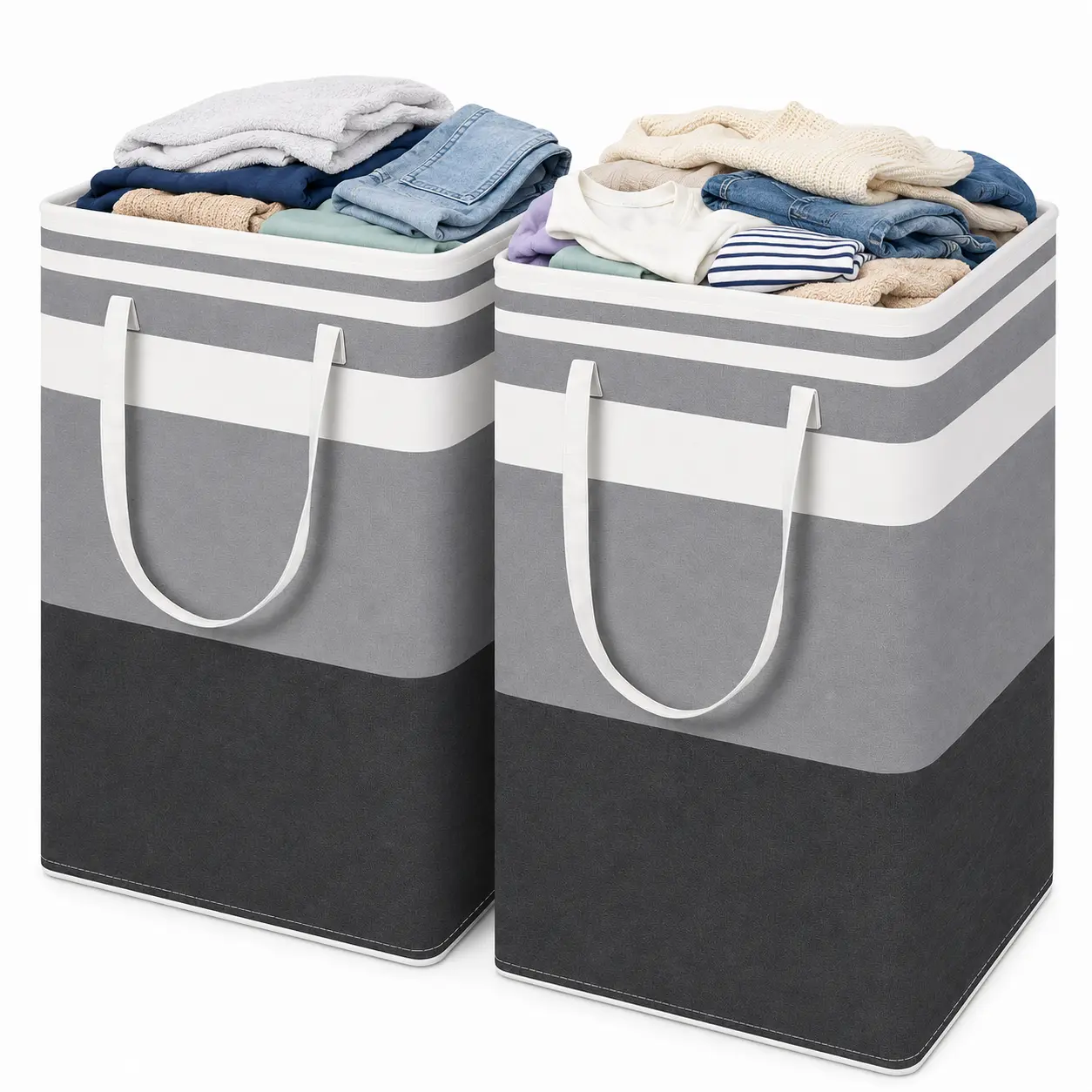 2-piece large laundry basket bag waterproof independent laundry basket foldable high leg clothes basket with extended handle