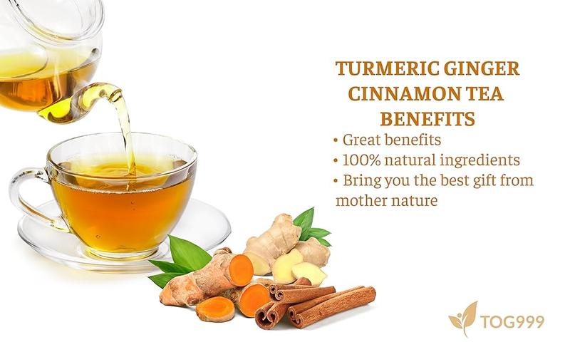 Turmeric Ginger and Cinnamon Tea, 100% Natural, Anti-Inflammatea. 100% handmade, Eco-conscious Tea Bags. No Sugar, No Caffeine, No Gluten, Vegan.