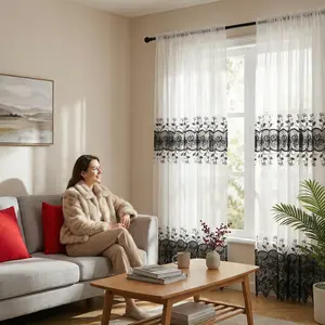 Window Wear 2 Panels 52x84 inches is made of cross-grain fabric and combines water-soluble embroidery technique. The hollowed-out floral pattern has a three-dimensional effect, with good draping properties. It can better decorate your home.FT555