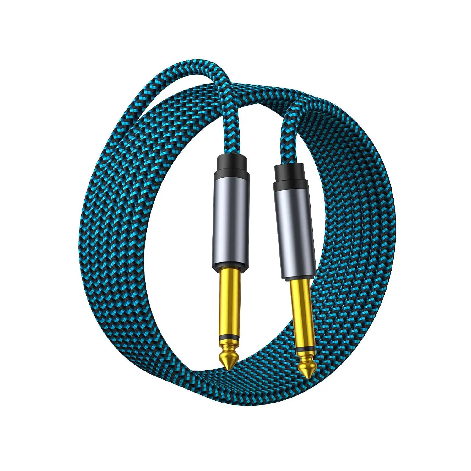 Guitar Cable 6.6ft Guitar Cord 1/4 Inch Instrument Cable 6.35mm (1/4) TS to 6.35mm (1/4) TS Stereo Audio Cable Male to Male with Zinc Alloy Housing and Nylon Braid