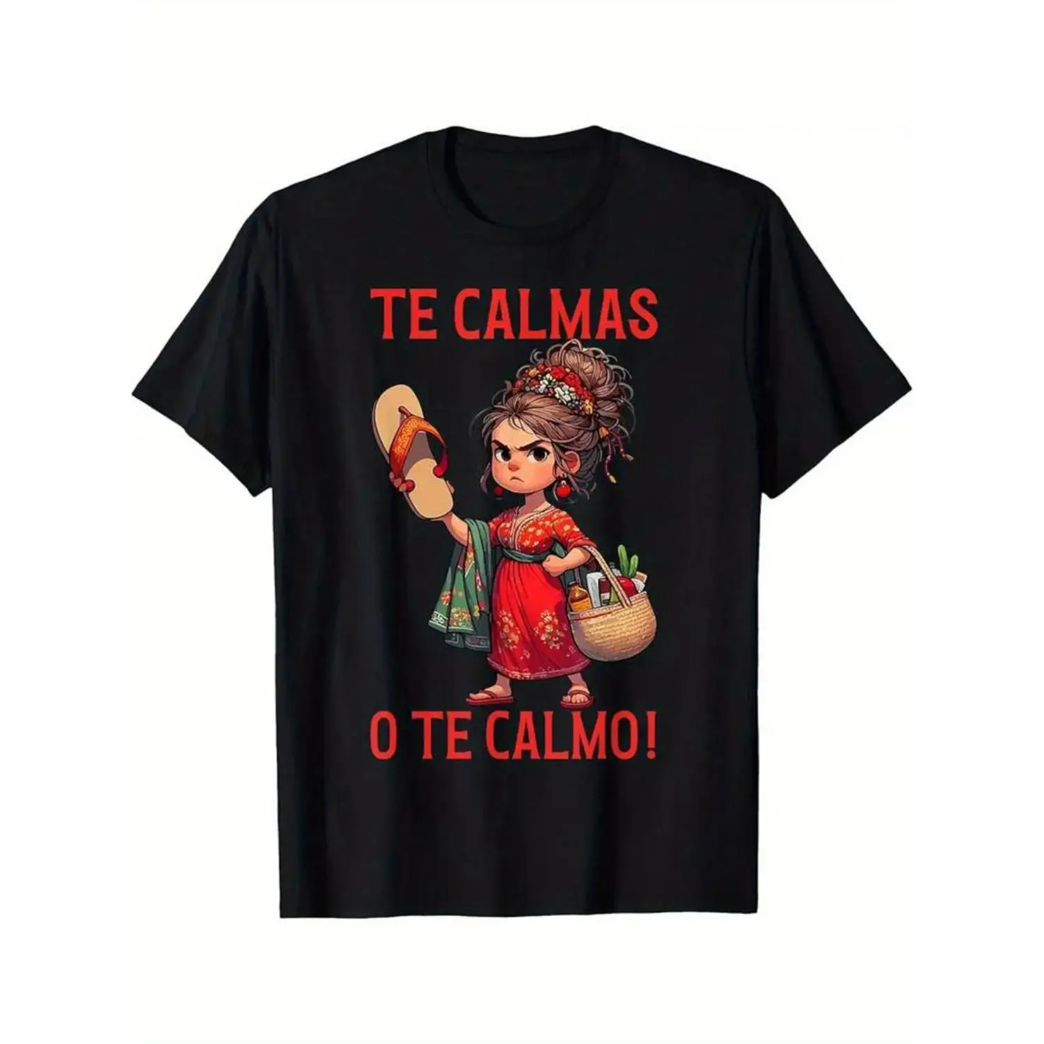 Summer t Shirts Men's Funny Mexican Spanish Mom "Calm Or I Will Calm You" Graphic T-Shirt